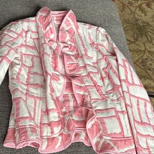 Quilted Pink and White blocks vs & clouds design